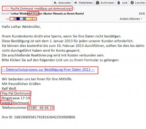 PayPal-Betrugsmail