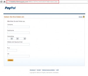 Falsche Seite für Dateneingabe (PayPal-Fake)
