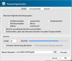 KeePassX PW Generierung